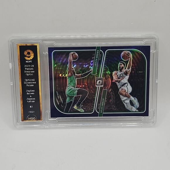 2023-24 Panini Donruss Optic Optical Illusions Jayson Tatum Jaylen Brown Purple - Picture 1 of 2